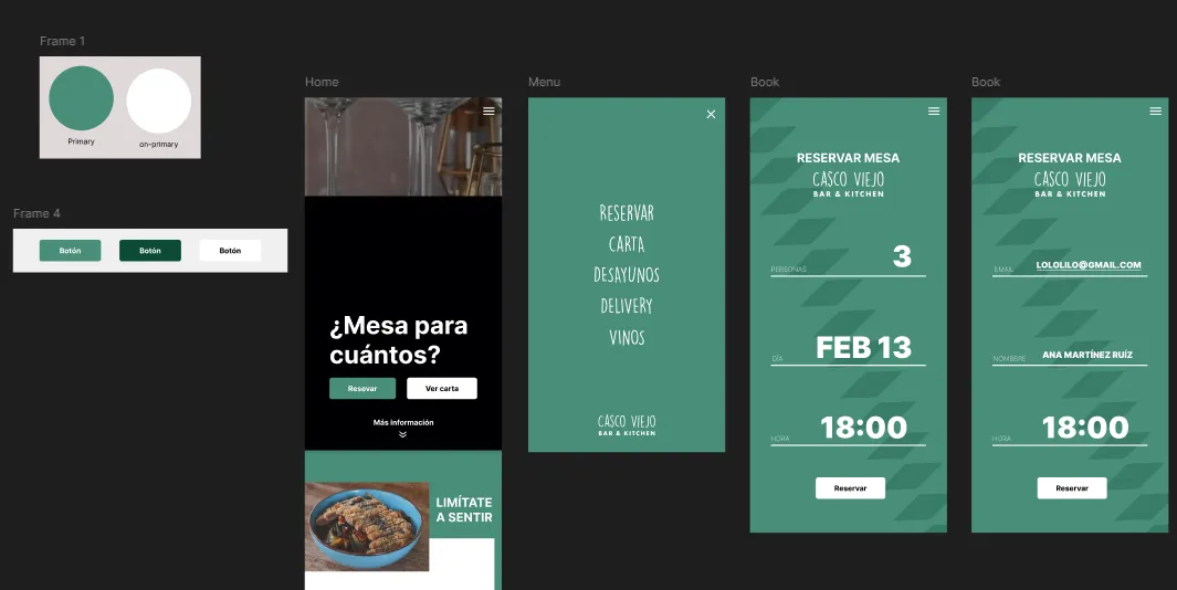 Screenshot of the Figma designs for the Casco Viejo website